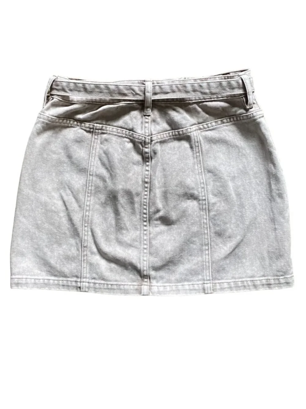 Pac Sun Acid Washed Belted Denim Mini Skirt-Light Gray-Size 28-GUC